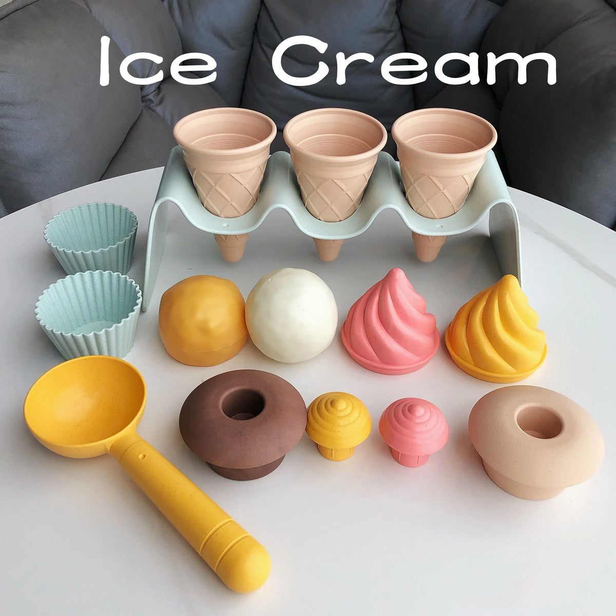 Kids Beach Toys, Play House Play Sand, Wheat Grass Material, Cute Ice Cream Toys, Fun Beach Play Sand Worker Set, Christmas Gift